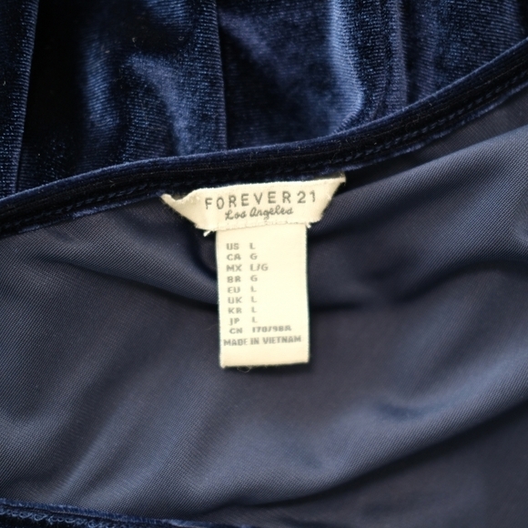 Forever 21 Blue Velvet Velour Criss Cross Back Party Cocktail Formal Mini Dress - Picture 10 of 11